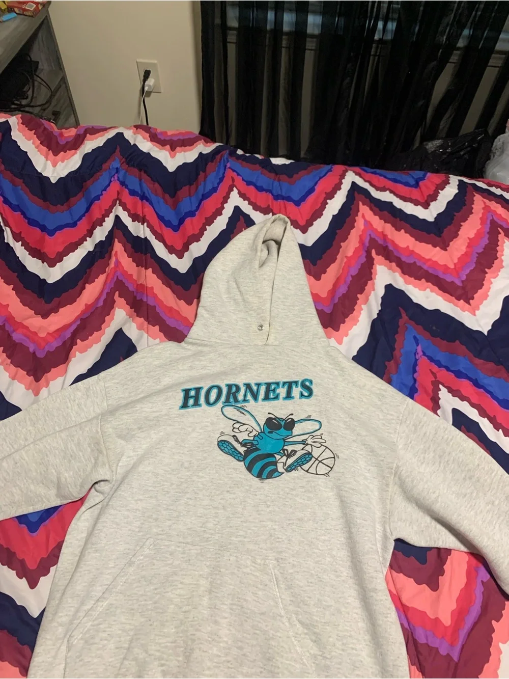 Gray Hornets Vintage Graphic Hoodie with Teal